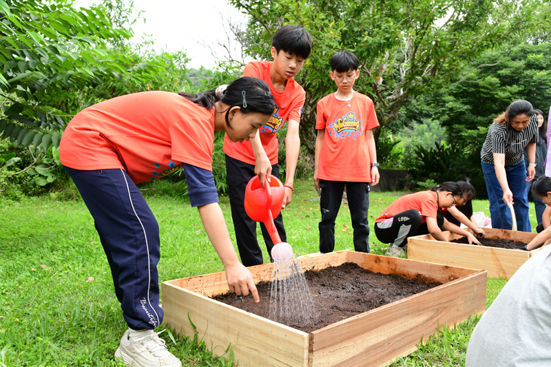 學生體驗種植小白菜情形