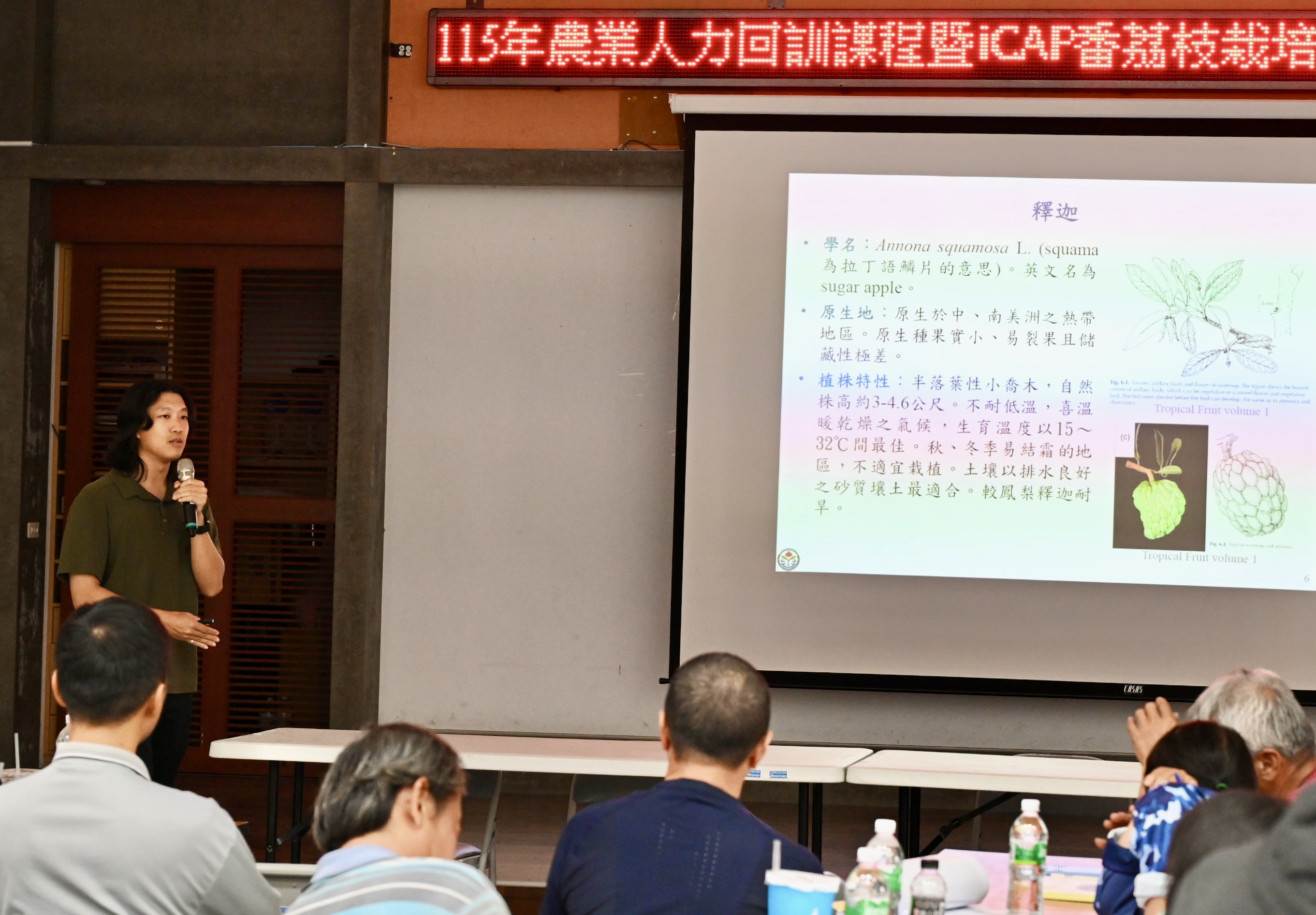 陳柏源助理研究員介紹番荔枝作物特性及品種