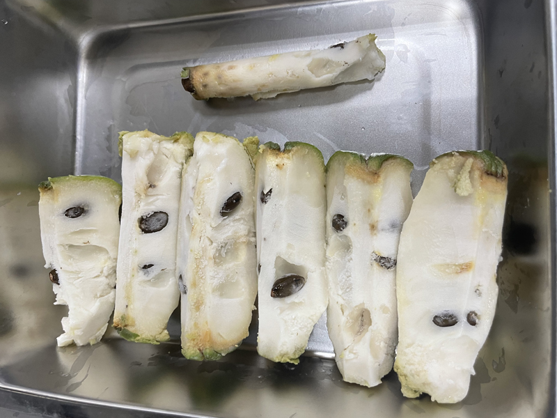 圖3、經機械削皮及分切處理之冷凍鳳梨釋迦果瓣