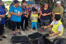 講師現場示範操作蔬菜穴盤育苗技術